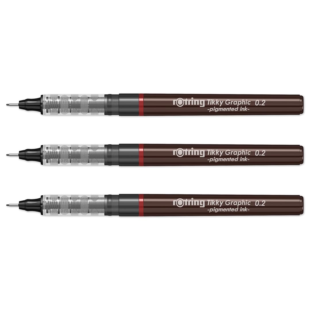 Rotring | Tikky | Graphic Fineliner | 0.2mm | 3 Pen Set Rotring
