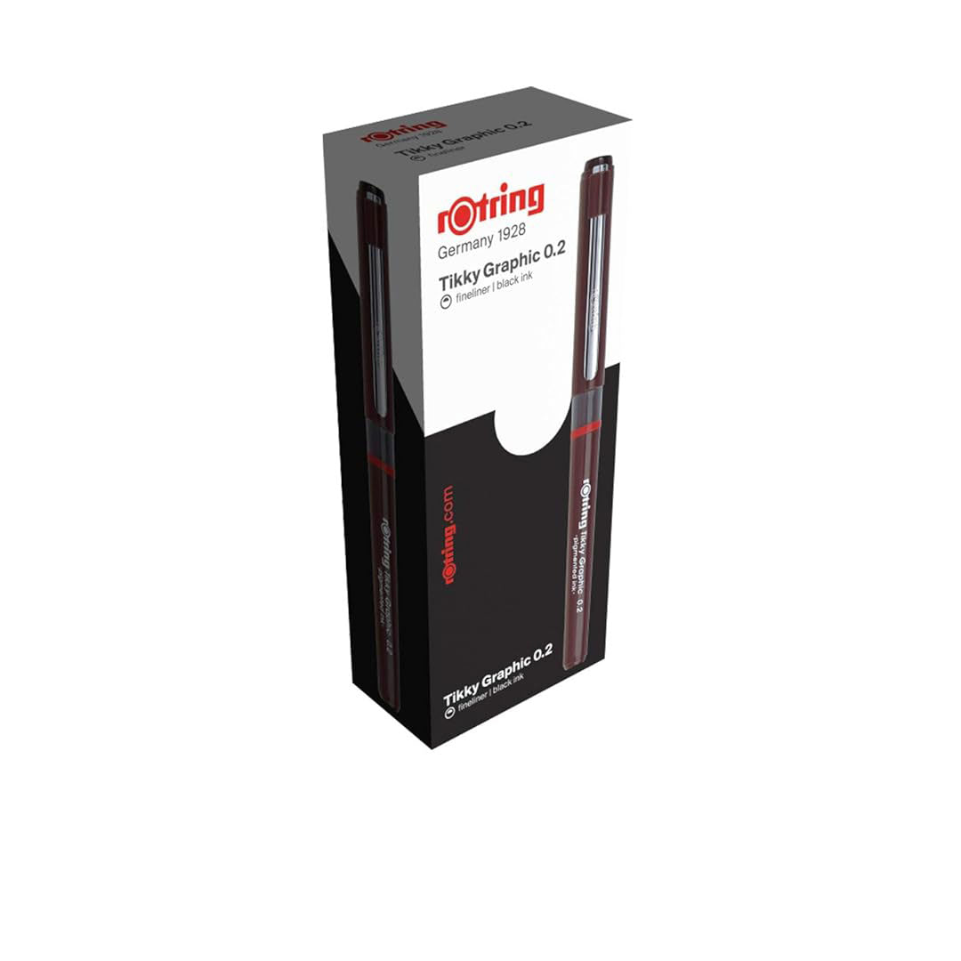 Rotring | Tikky | Graphic Fineliner | 0.2mm | Black Ink | Box of 12 Rotring