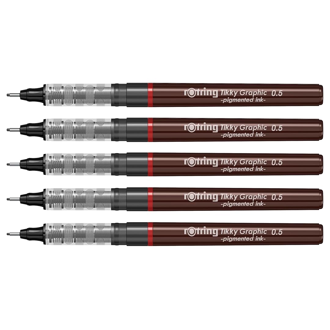 Rotring | Tikky | Graphic Fineliner | 0.5mm | 5 Pen Set Rotring