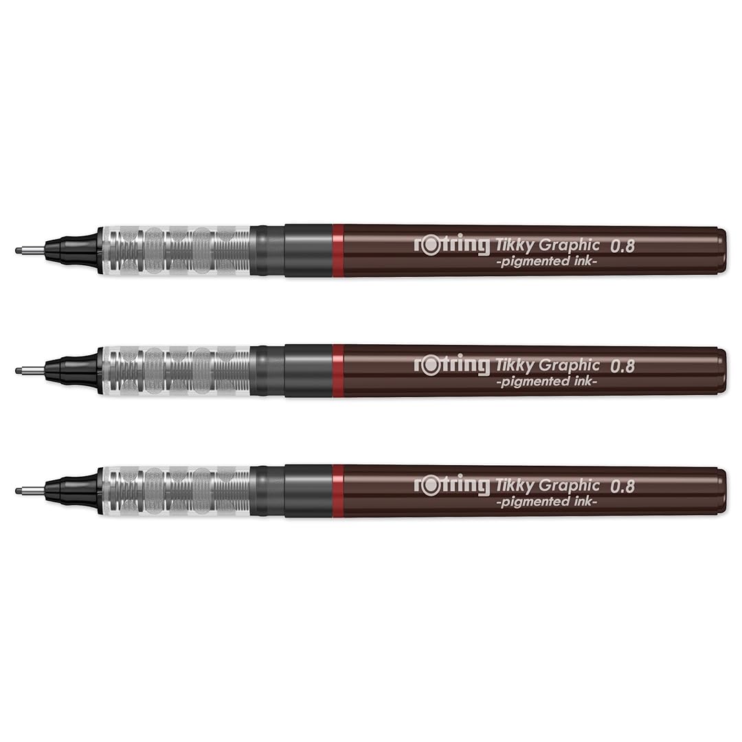 Rotring | Tikky | Graphic Fineliner | 0.8mm | 3 Pen Set Rotring