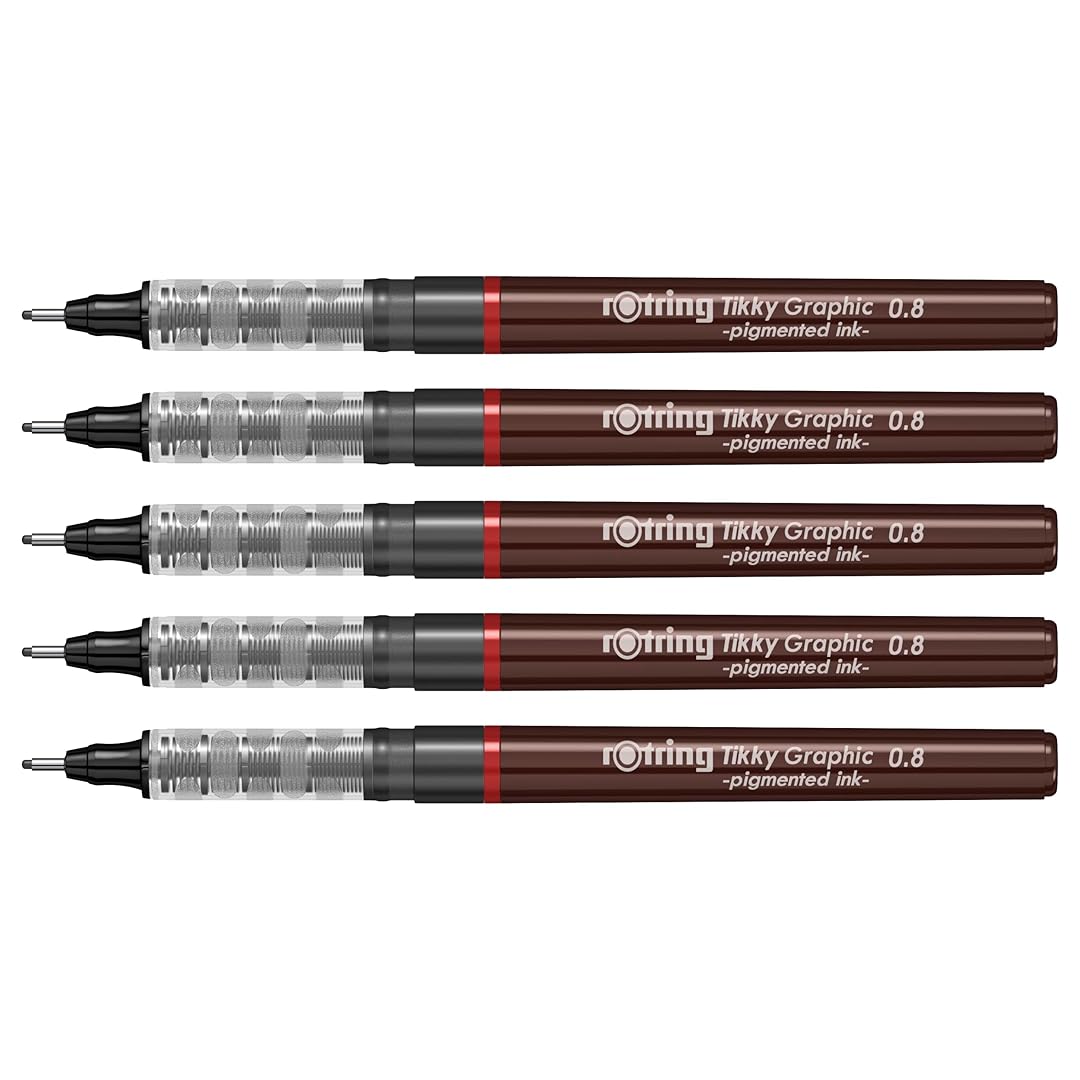 Rotring | Tikky | Graphic Fineliner | 0.8mm | 5 Pen Set Rotring