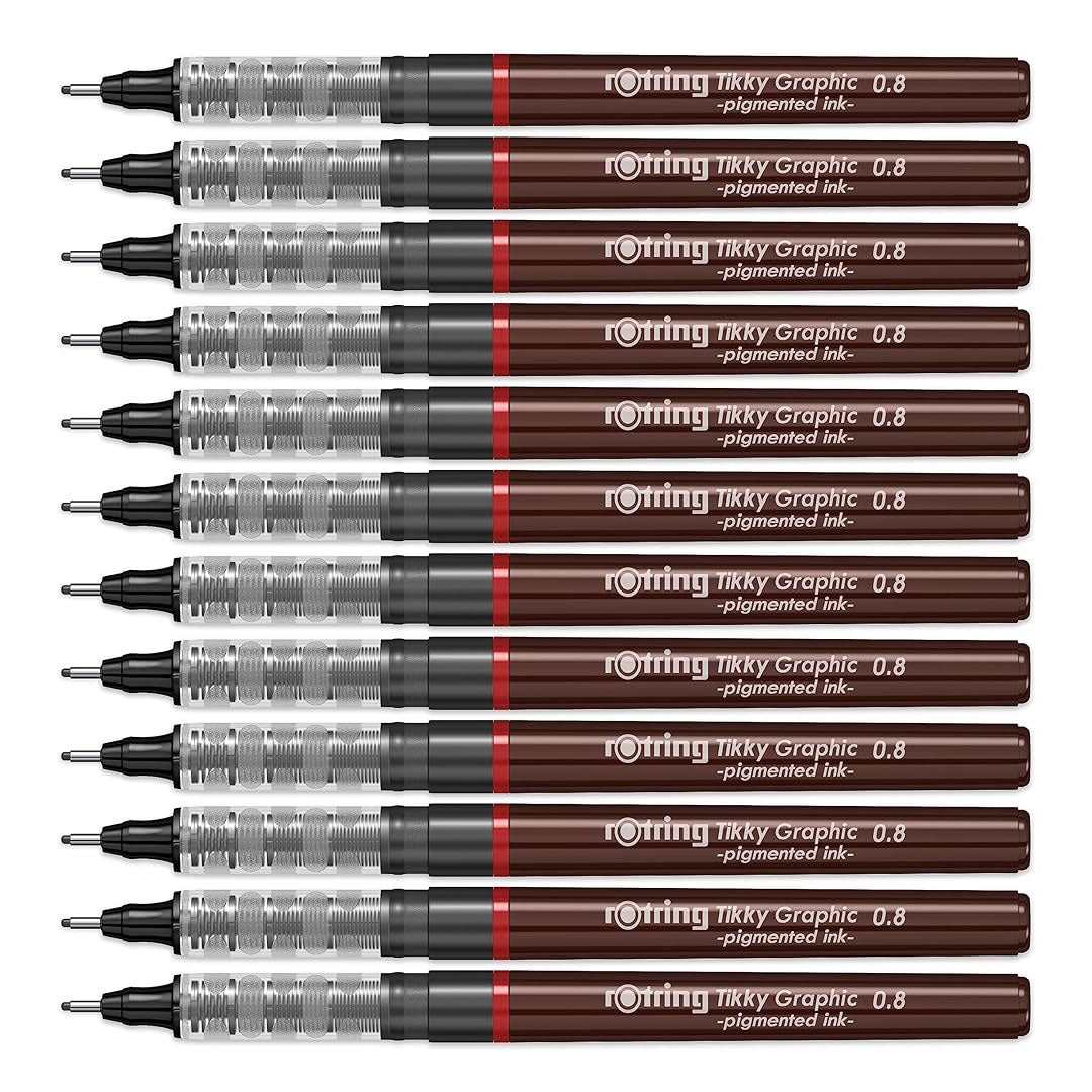 Rotring | Tikky | Graphic Fineliner | 0.8mm | Black Ink | Box of 12 Rotring