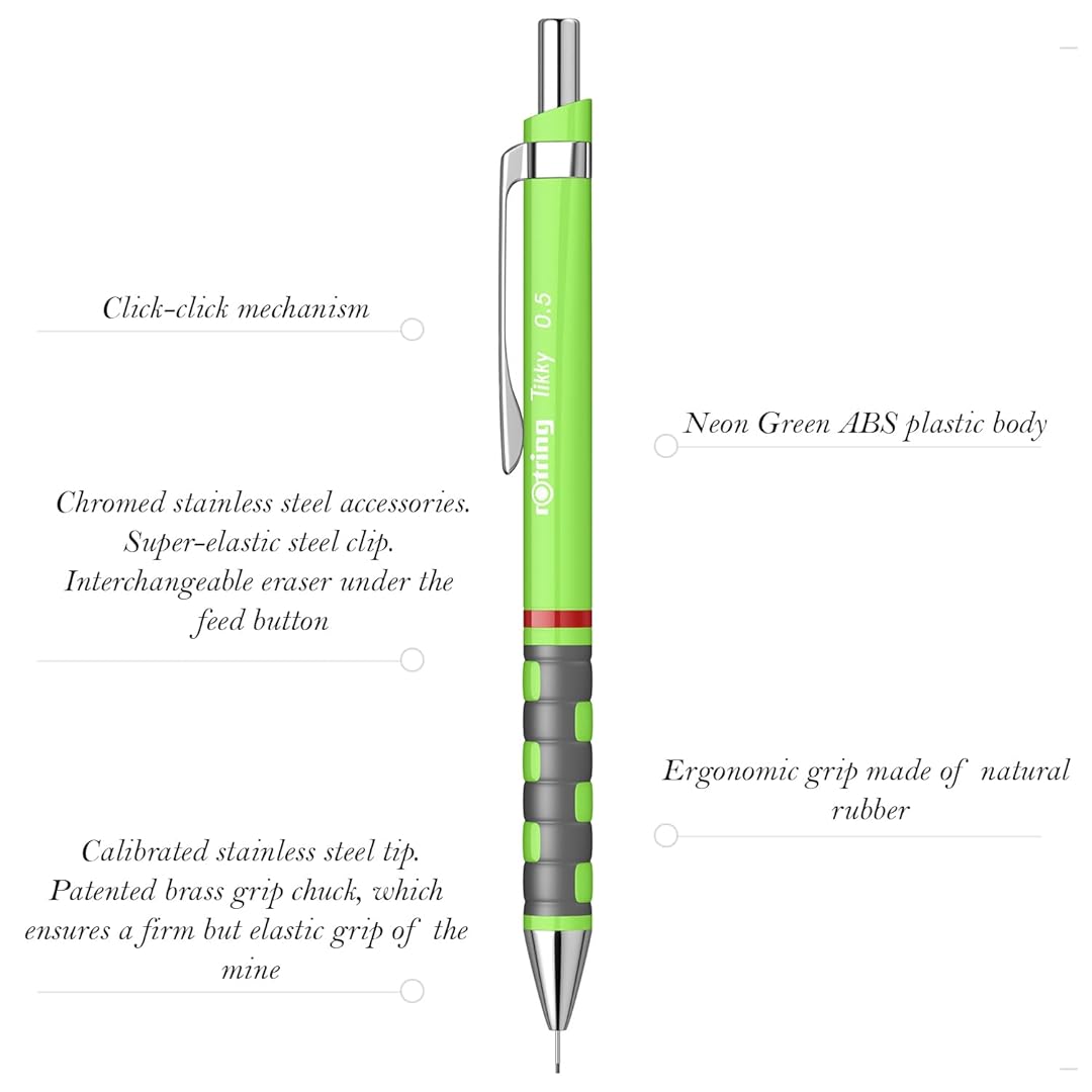 Rotring | Tikky | Mechanical Pencil | 0.5mm | Neon Green Rotring