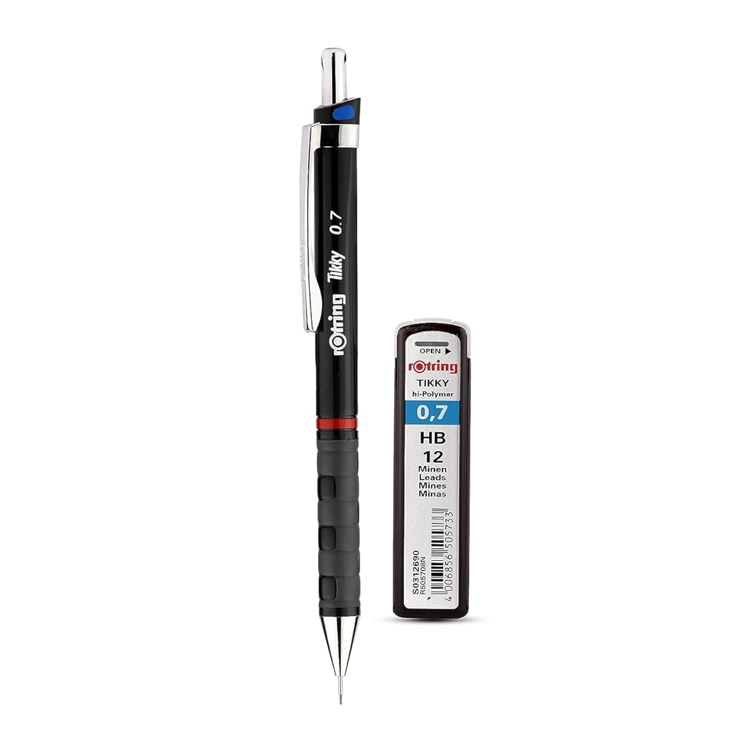 Set Portamine ROtring Tikky – 4 Penne (0,35, 0,5, 0,7, 1,0 Mm) Con Mine E Gomma