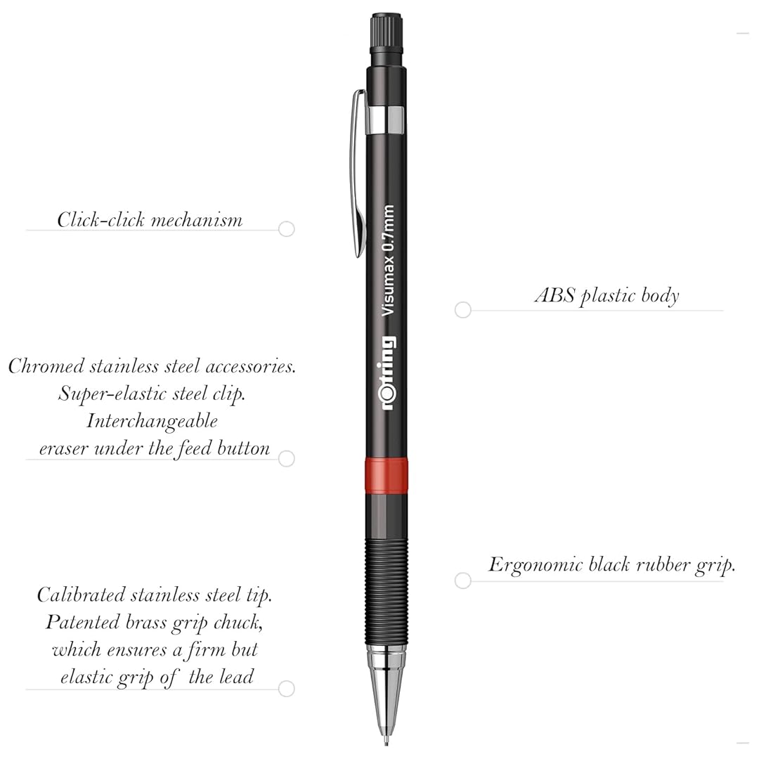 Rotring | Visumax | Mechanical Pencil | 0.7 mm | 2B Lead |  Black Rotring