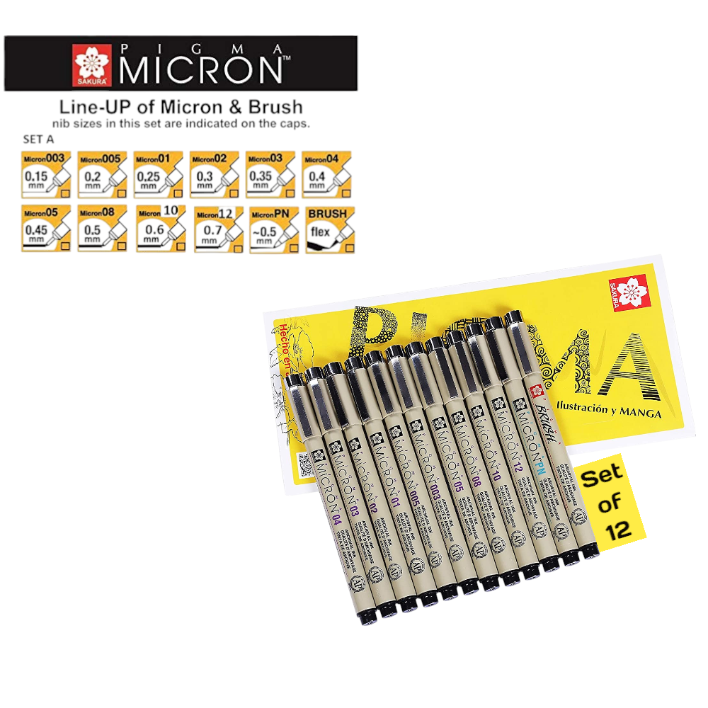 Sakura Pigma Micron Fineliner Sets - Assorted Nibs, Black