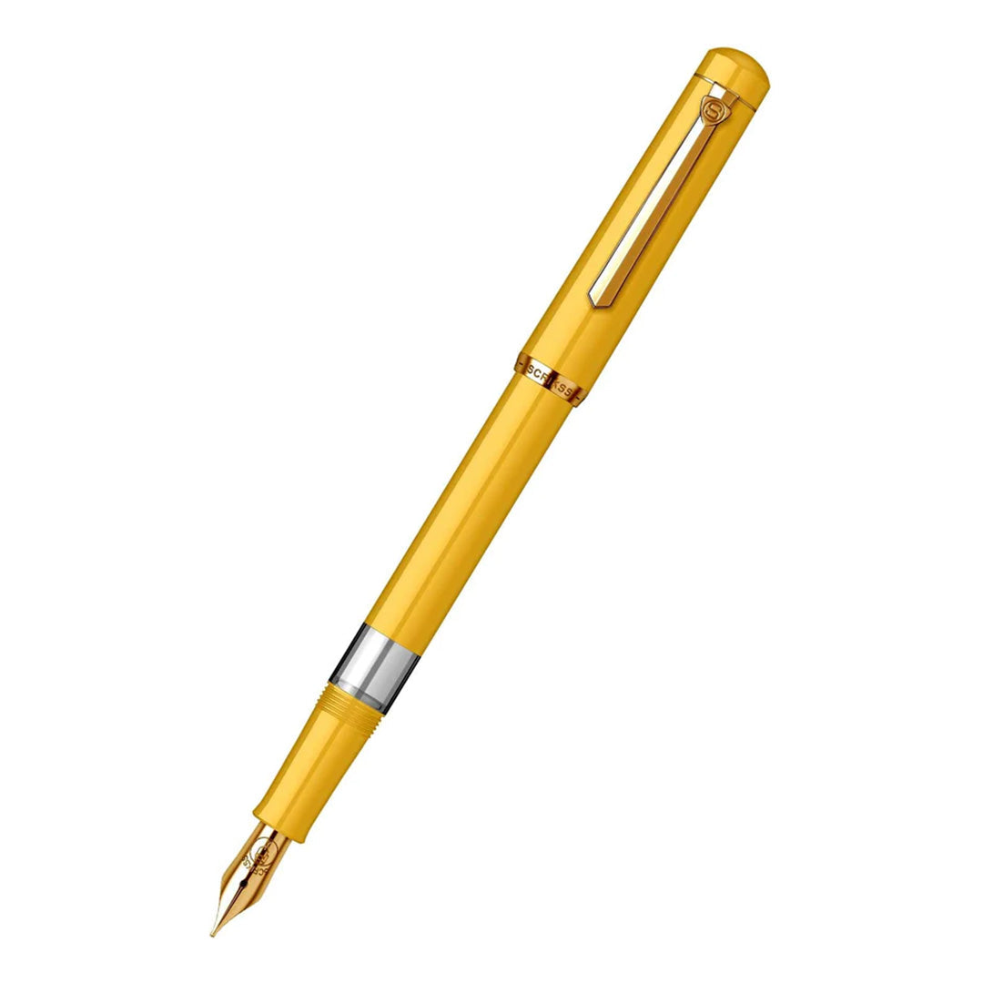 Scrikss | 419 Legendary | Fountain Ink Pen | Medium Nib | Gold Plated | Glossy Yellow Barrel Scrikss