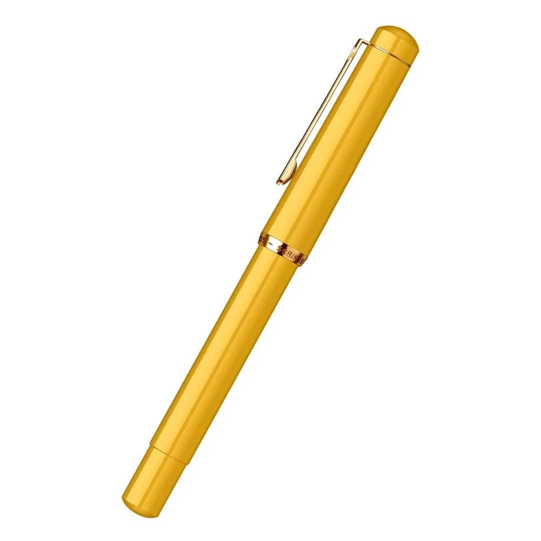 Scrikss | 419 Legendary | Fountain Ink Pen | Medium Nib | Gold Plated | Glossy Yellow Barrel Scrikss