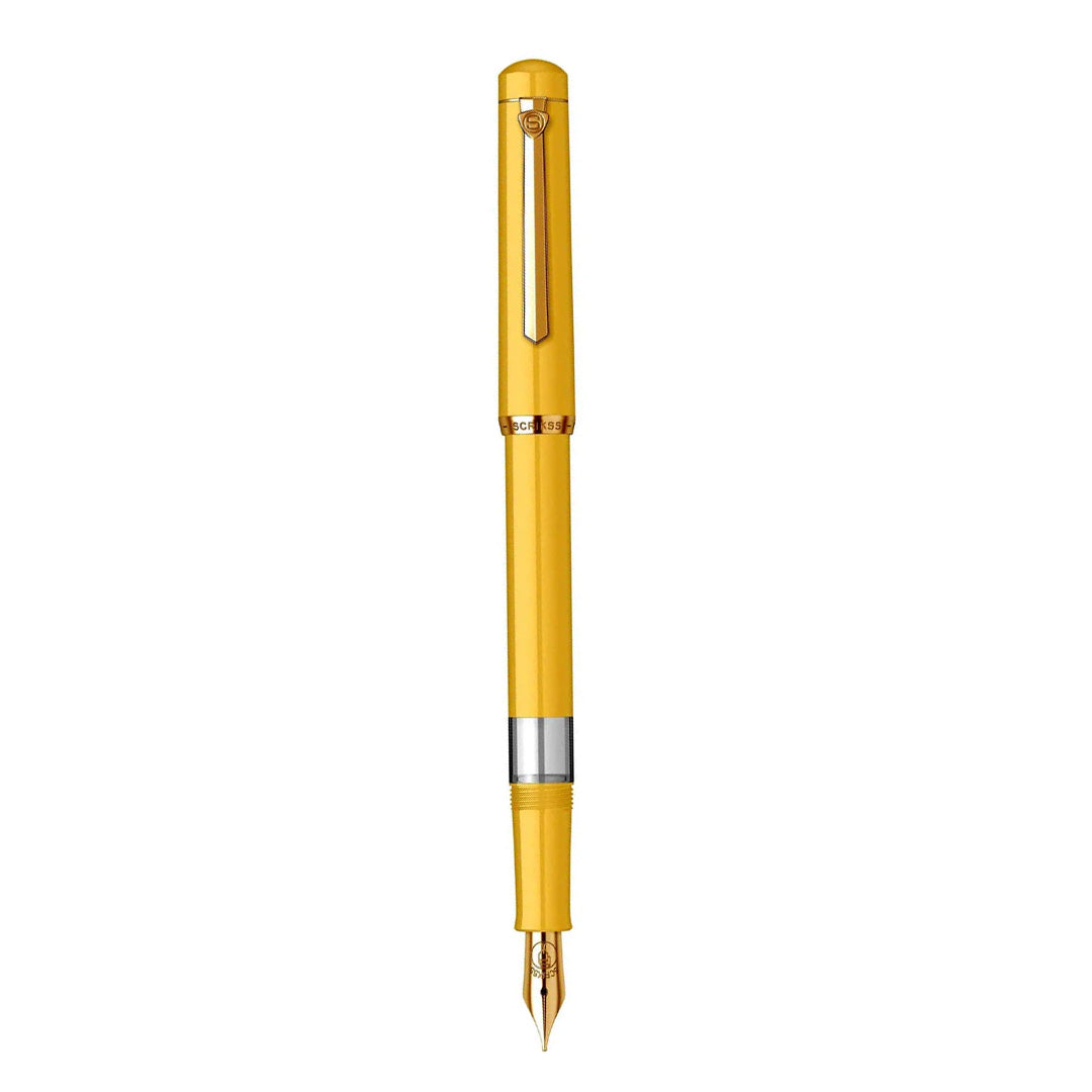 Scrikss | 419 Legendary | Fountain Ink Pen | Medium Nib | Gold Plated | Glossy Yellow Barrel Scrikss