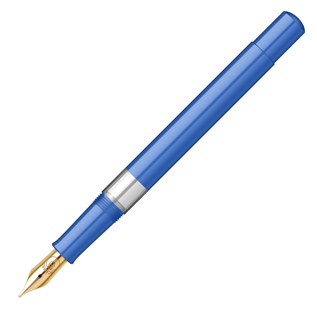 Scrikss | 419 Series | Piston Filler | Fountain Pen | 23K Gold Plated | Medium | Blue Acrylic Scrikss