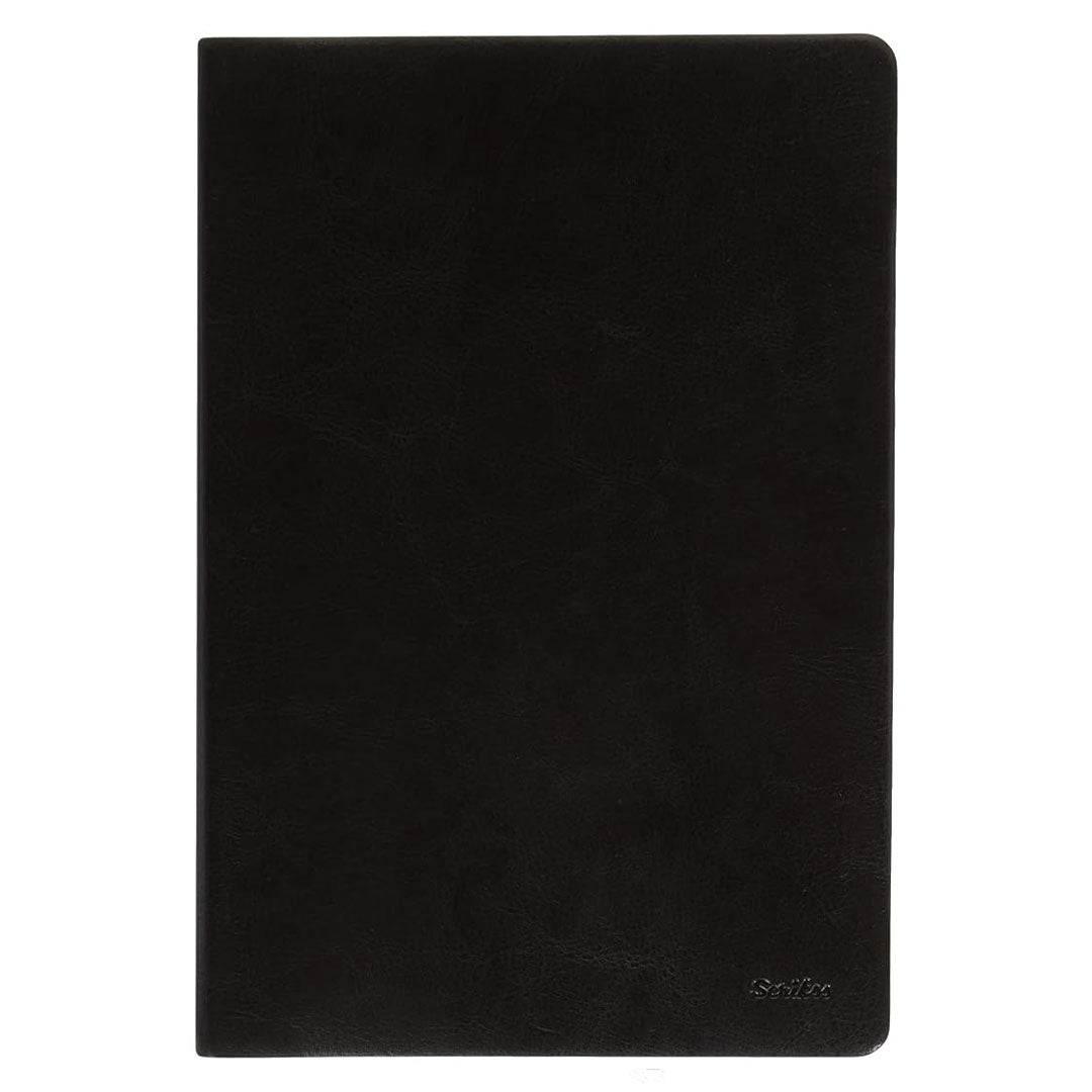 Scrikss | A5 Size | Blank Premium Notebook | Black Vinyl Leather Soft Cover | 100 gsm | Ivory Paper Scrikss