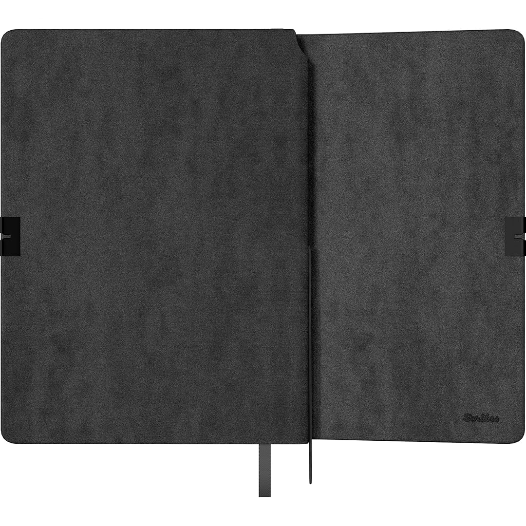 Scrikss | A5 Size | Premium Notebook | Black Faux Leather Paperback Cover | Ruled Scrikss