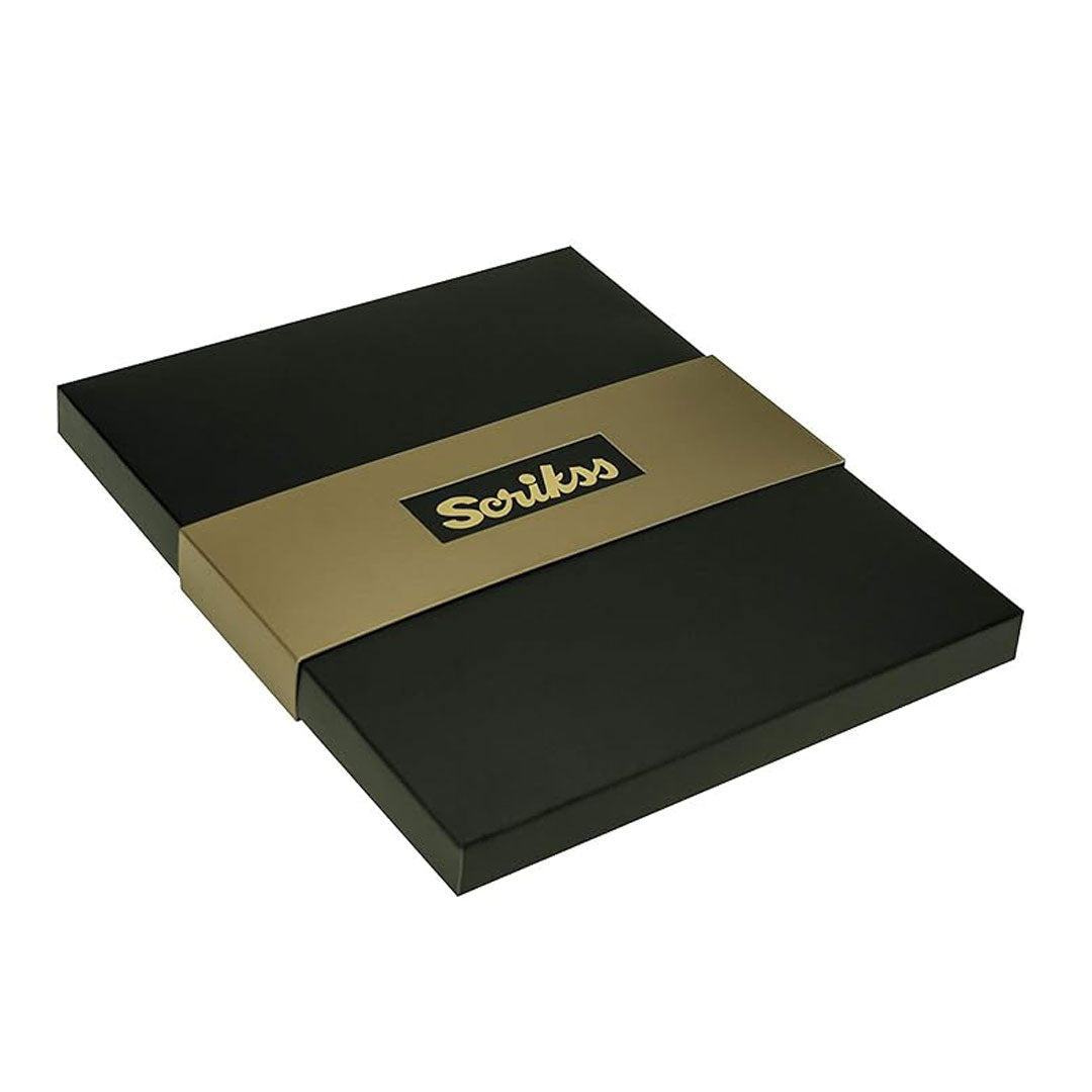 Scrikss | A5 Teramo Premium Notebook | 800 Rollerball Pen | Titanium Chrome | Gift Set | Black Scrikss