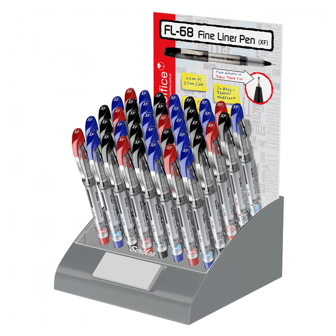 Scrikss | Fl-68 | Fineliner 0.6mm | Box Of 12 | Black Scrikss