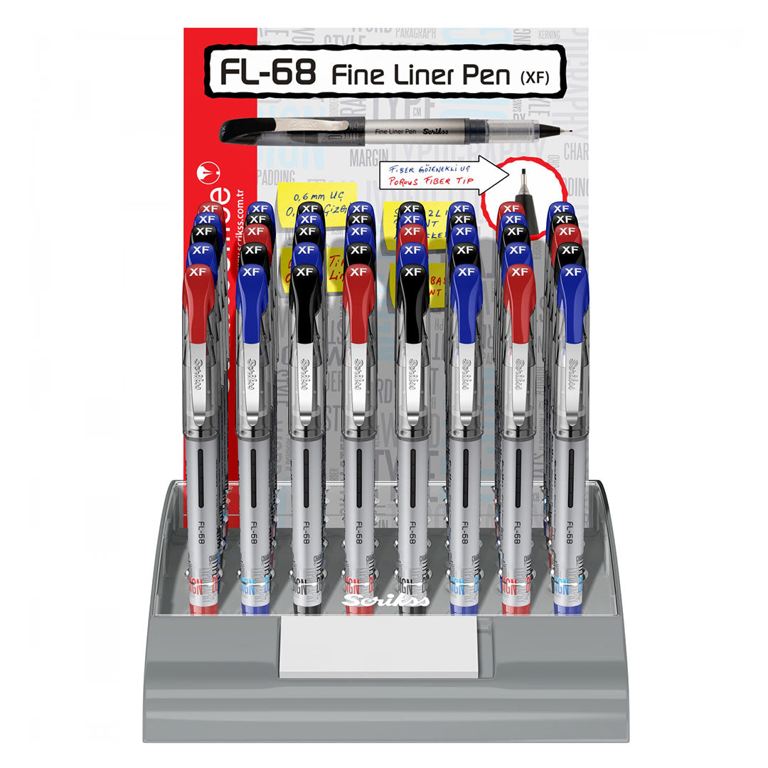 Scrikss | Fl-68 | Fineliner 0.6mm | Box Of 12 | Black Scrikss