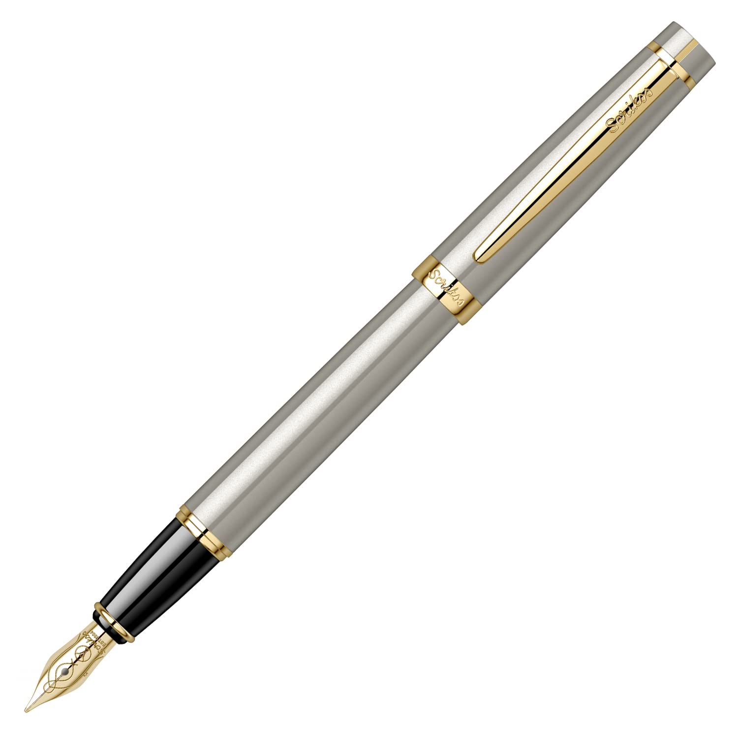 Scrikss | Honour 38 | Brass Body with Gold Plated | Fountain Pen | Grey Scrikss
