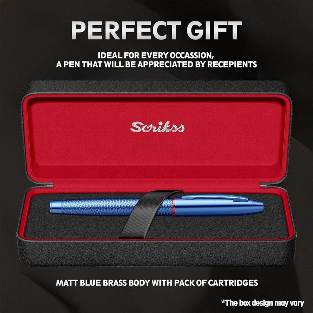 Scrikss | Noble 35 | Fountain Ink Pen | Medium Nib  | Blue Scrikss