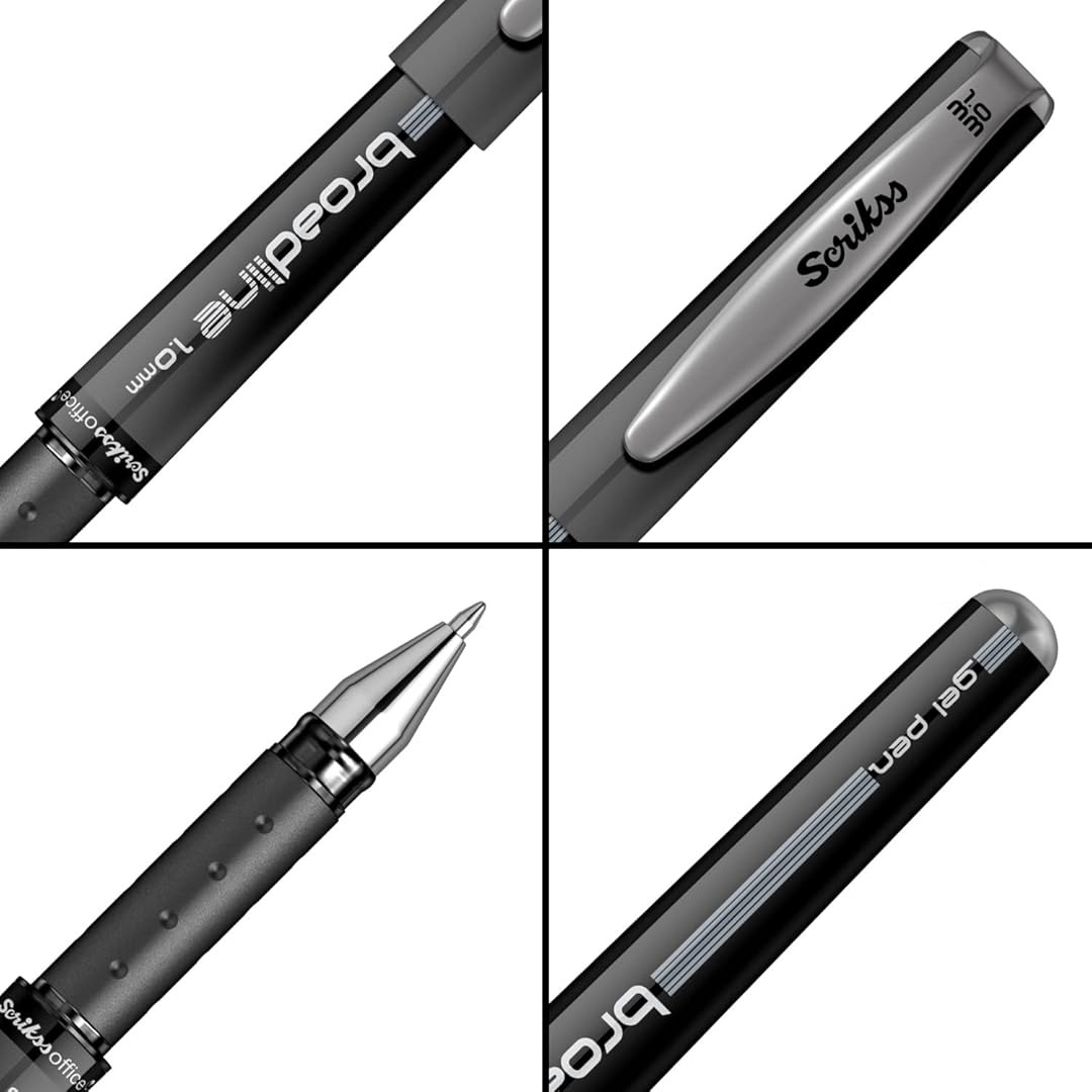 Scrikss | Office Broadline | 0.1mm | Gel Pen | Black | Pack Of 12 Scrikss