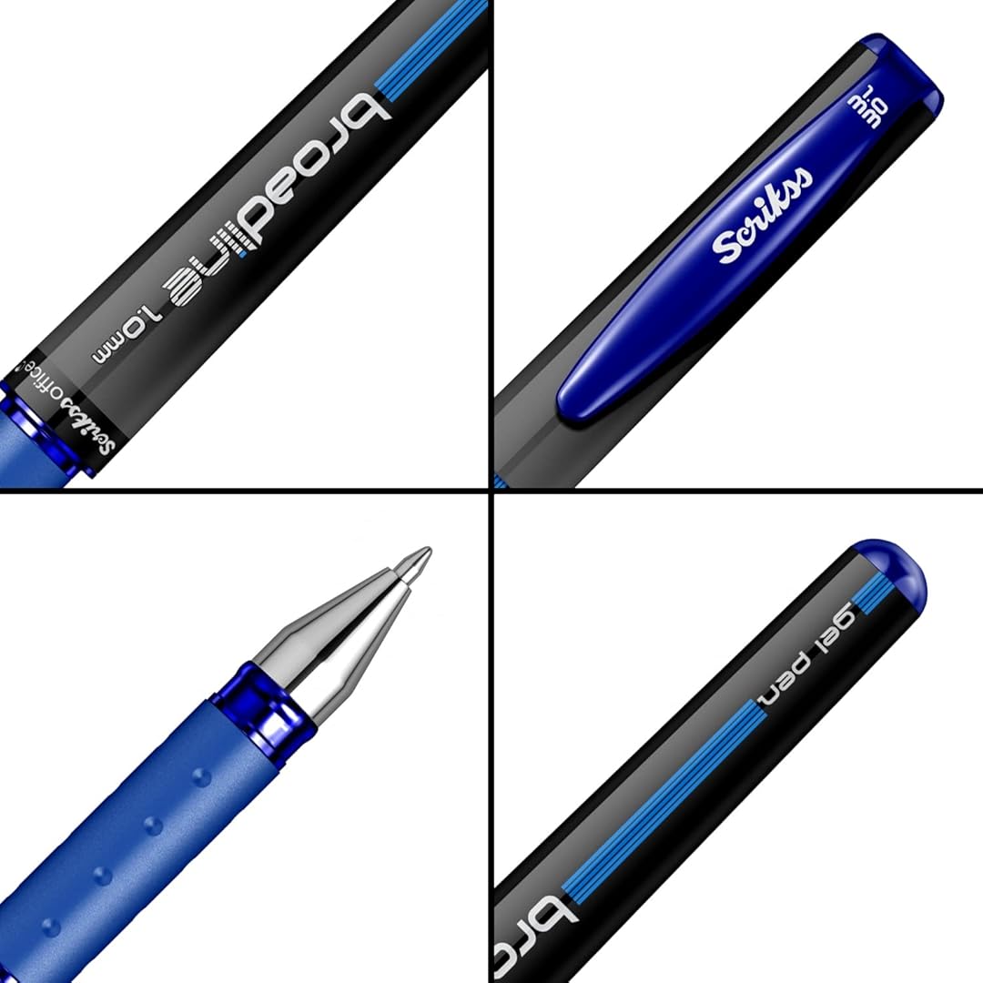 Scrikss | Office Broadline | 0.1mm | Gel Pen | Blue | Pack Of 12 Scrikss