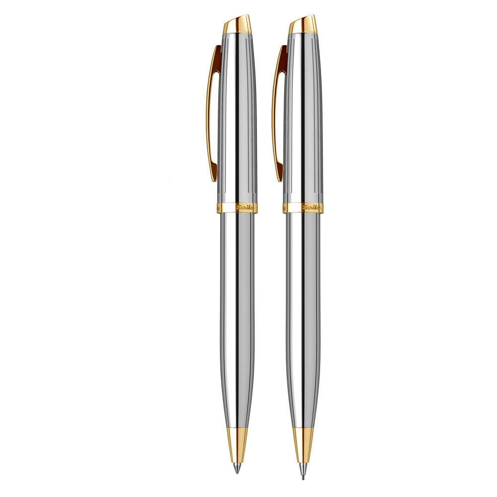 Scrikss | Oscar 39 | Ball Point & 0.7mm Mechanical Pencil  Set | Gold Chrome Scrikss
