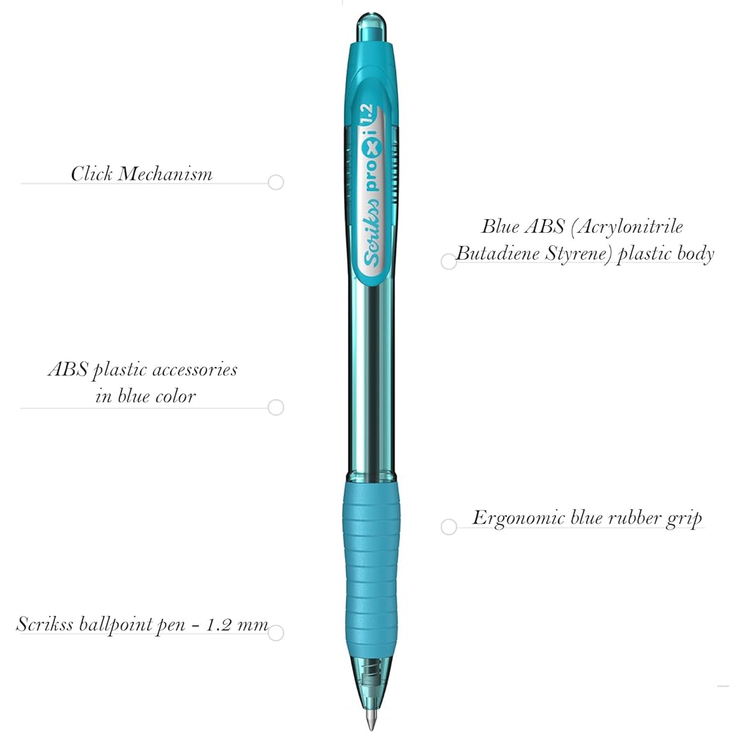 Scrikss | Proxi Series | Ball Point Pen | 12 Mint Sky Blue Barrel Scrikss