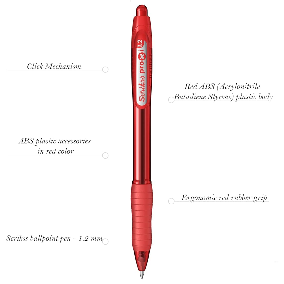 Scrikss | Proxi Series | Ball Point Pen | 12 Red Barrel Scrikss