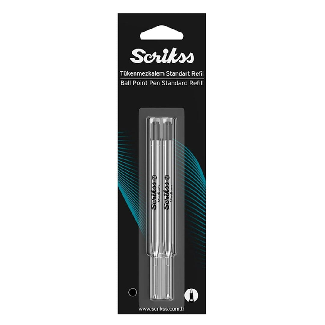 Scrikss |Standard Ball Point Refill | Black Ink | Pack Of 2 Scrikss
