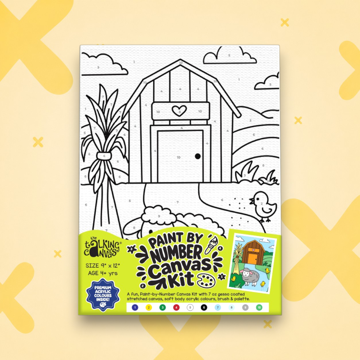 Paint by Numbers Canvas Kit for Kids 9x12 Inch - Sheep Farm - sheep farm kit 9x12 apolix front