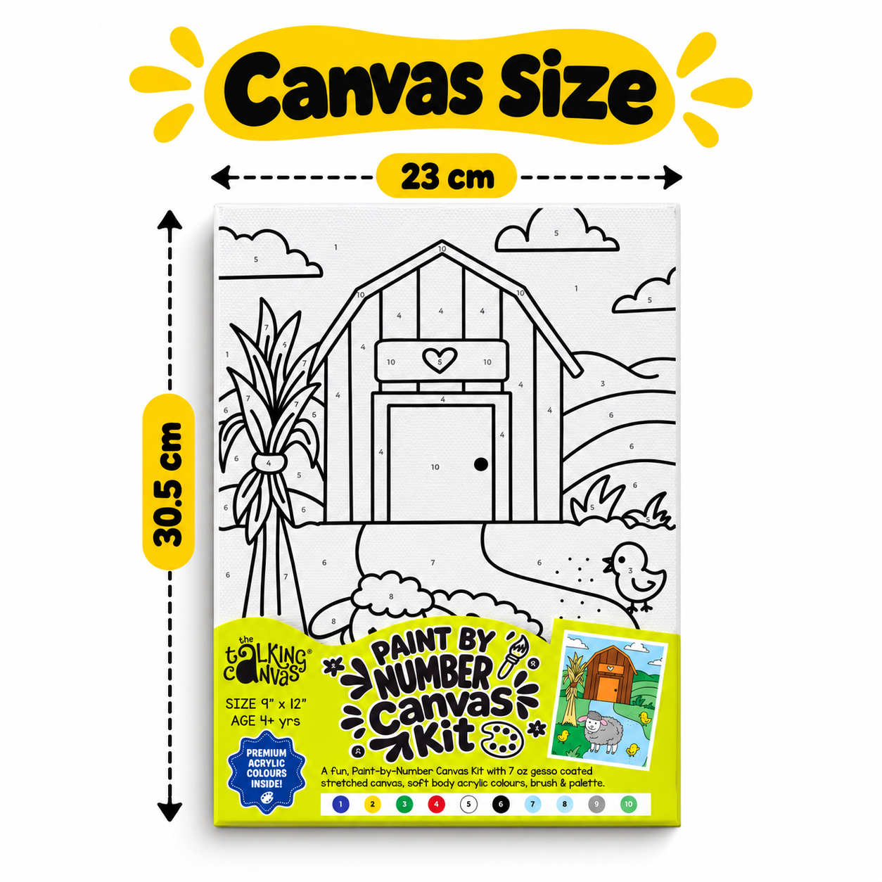 Paint by Numbers Canvas Kit for Kids 9x12 Inch - sheep kit 9x12 canvas size