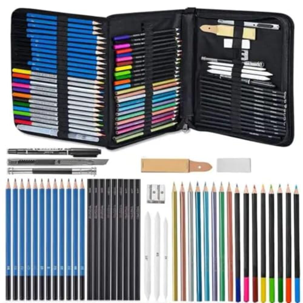Keep Smiling 75-Piece Professional Sketching & Drawing Kit