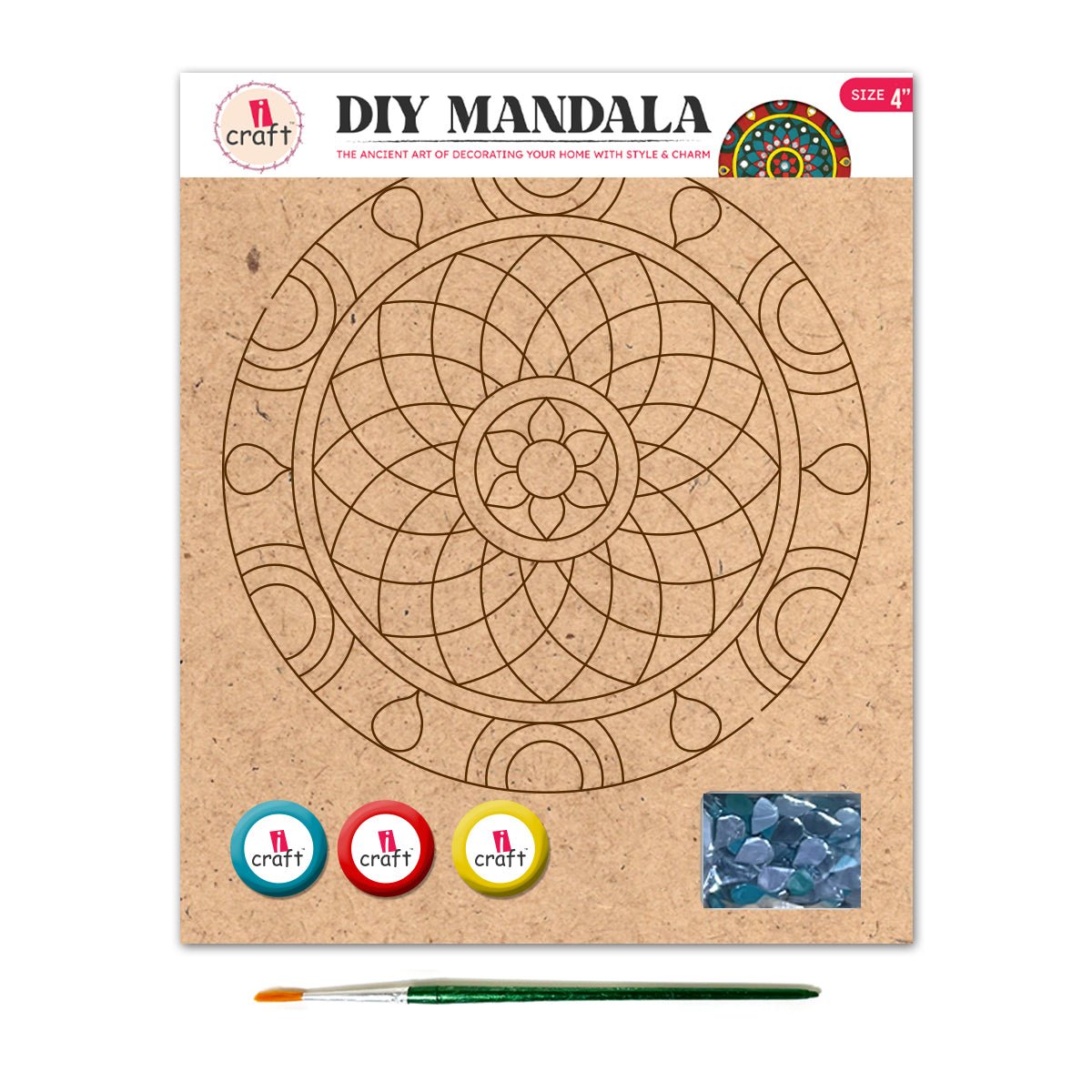iCraft DIY Mandala Art Kit 4" - SMA 01 Painting Set for Kids iCraft