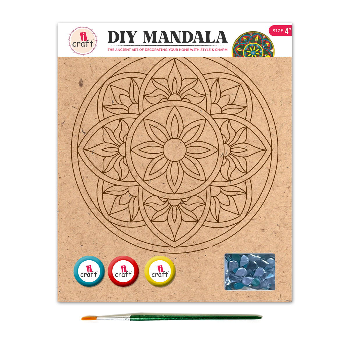 iCraft DIY Mandala Art Kit 4" - SMA 03 Mini Painting Kit iCraft