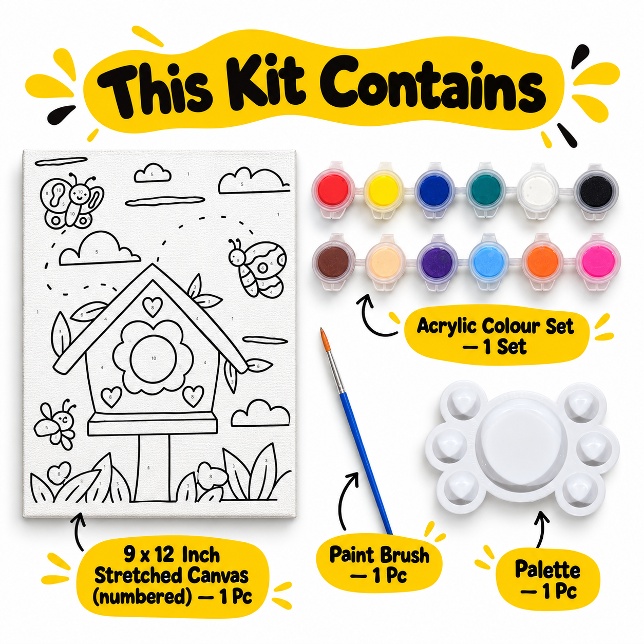 Paint by Numbers Canvas Kit for Kids 9x12 Inch - spring kit 9x12 this kit contains
