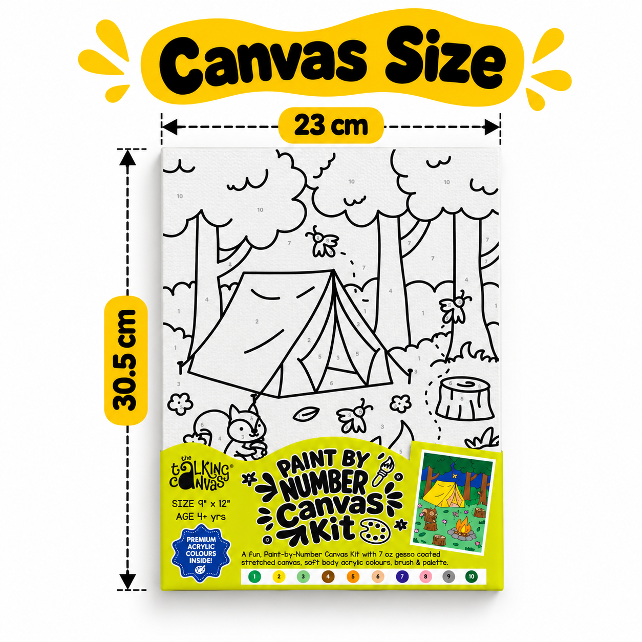 Paint by Numbers Canvas Kit for Kids 9x12 Inch - squirrel kit 9x12 canvas size