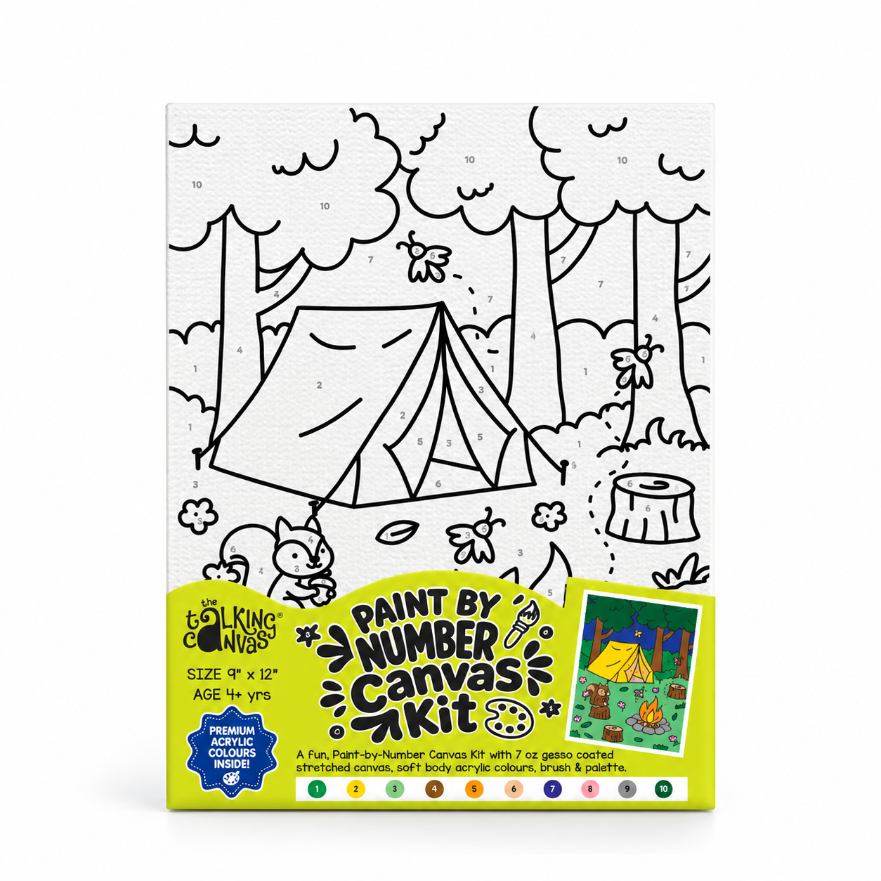 Paint by Numbers Canvas Kit for Kids 9x12 Inch - squirrel kit 9x12 front