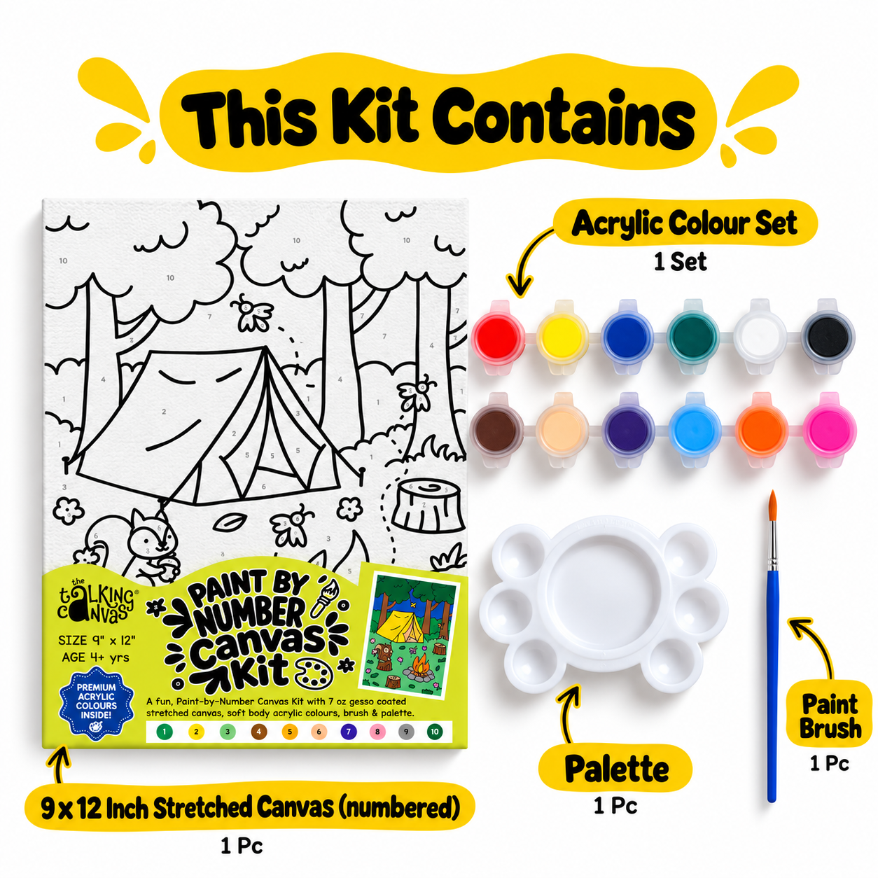Paint by Numbers Canvas Kit for Kids 9x12 Inch - squirrel kit 9x12 this kit contains