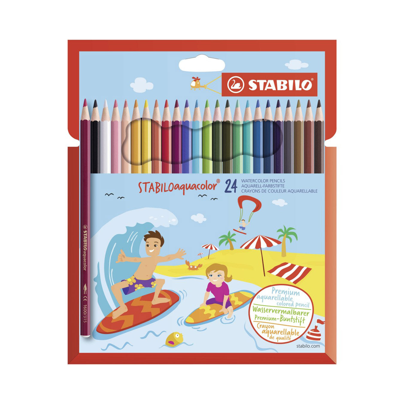 Stabilo | Aquacolor Colouring Pencils | Wallet Of 24 Assorted Colours Stabilo