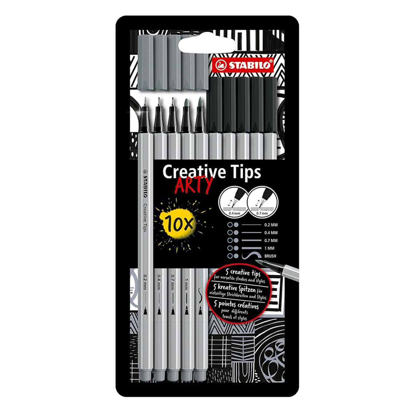 Stabilo | Arty | Multi Liner Set | Creative Tips | Black | 10 pc Stabilo