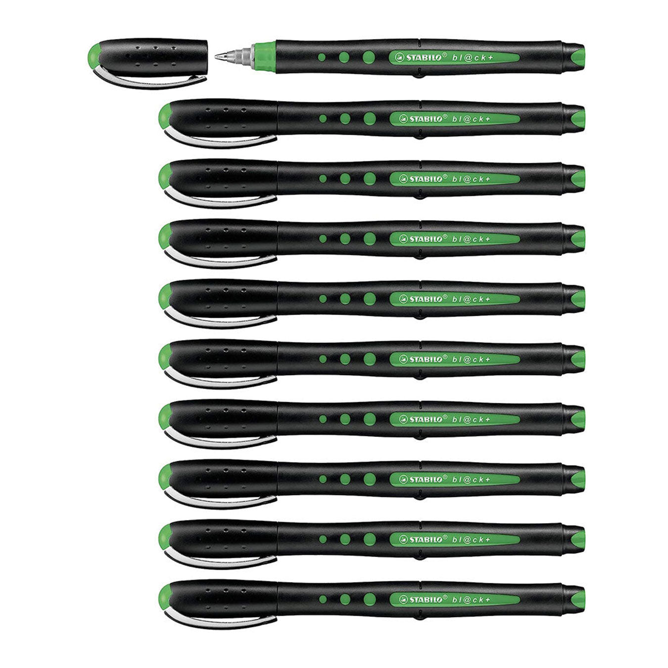 Stabilo Bl@ck Medium Tip Rollerball Pen – Green (Pack of 10) Stabilo