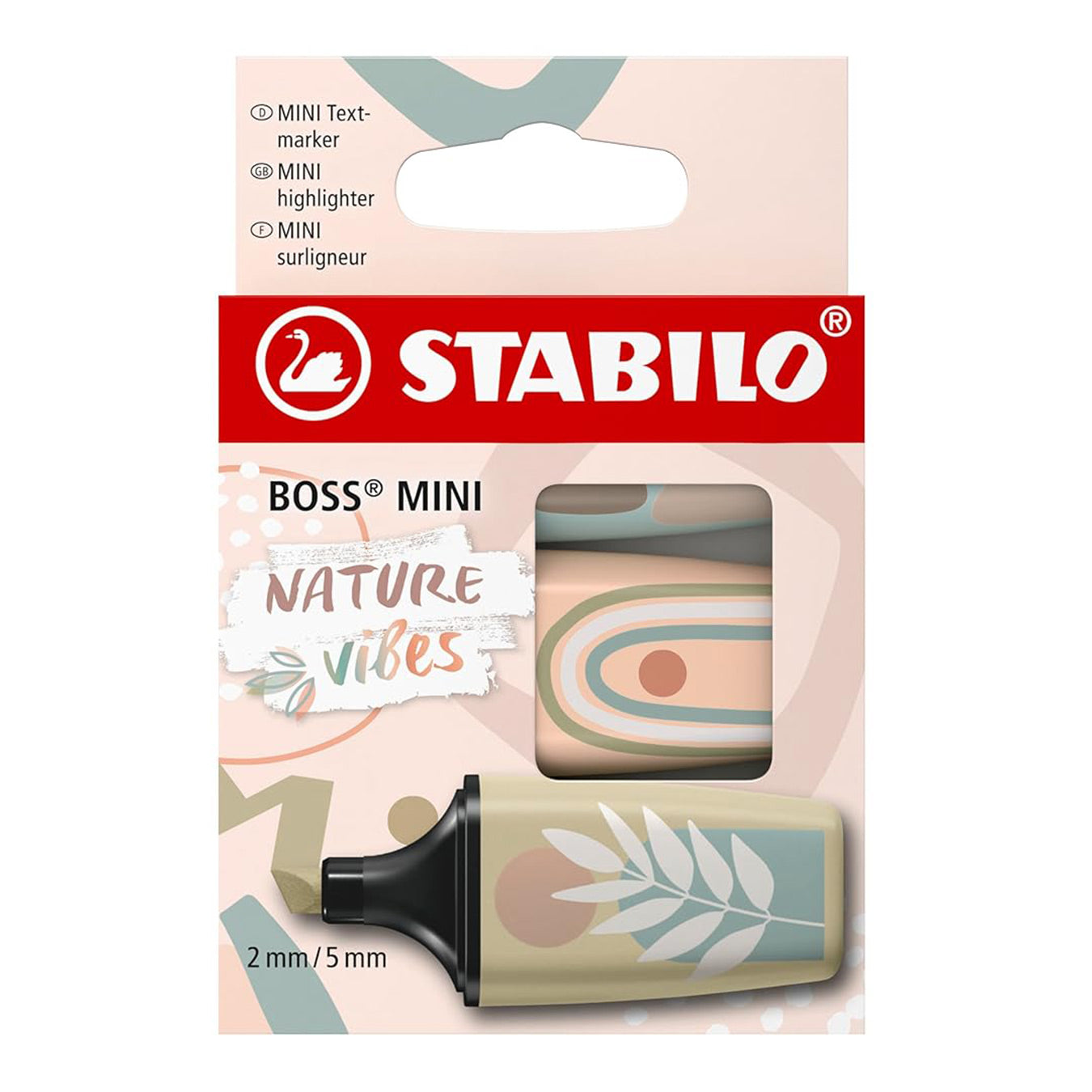 Stabilo | Boss | Mini Naturevibes | Highlighter Pen | Pack of 3 | Mud green | Earth green | Beige Stabilo