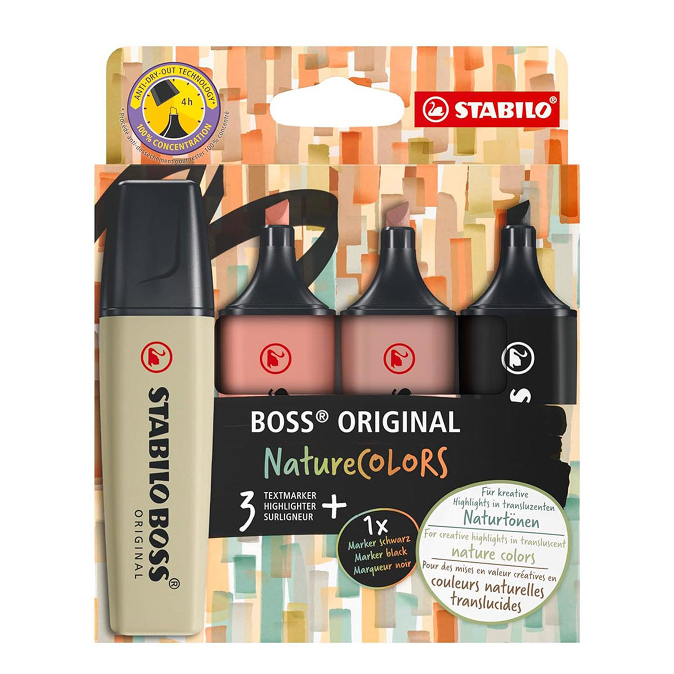 Stabilo | Boss Original Highlighter | Nature Colors | Pack of 4 | Premium Shades One Stabilo