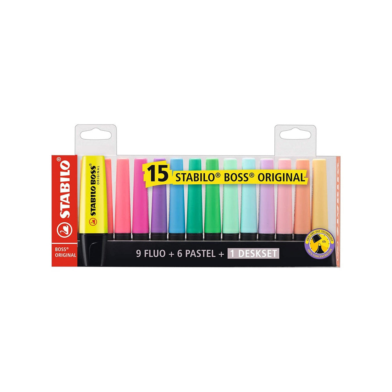 STABILO BOSS Original Deskset - Set of 15 Highlighters Stabilo