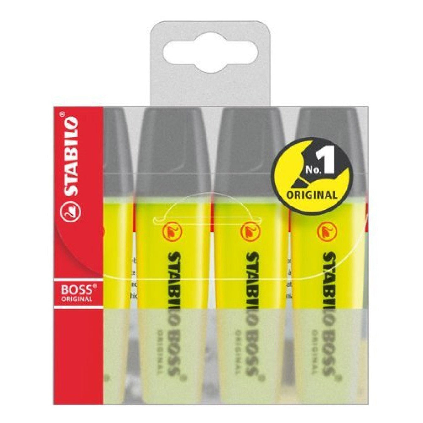 Stabilo | Boss Original | Highlighter Pen | Wallet Of 4 Fluorescent | Yellow Stabilo