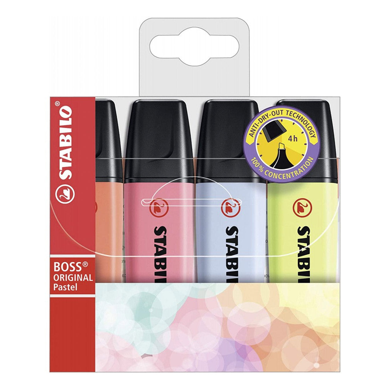 Stabilo | Boss | Original Pastel | Highlighter Pen | wallet Of 4 | Assorted Colours Stabilo