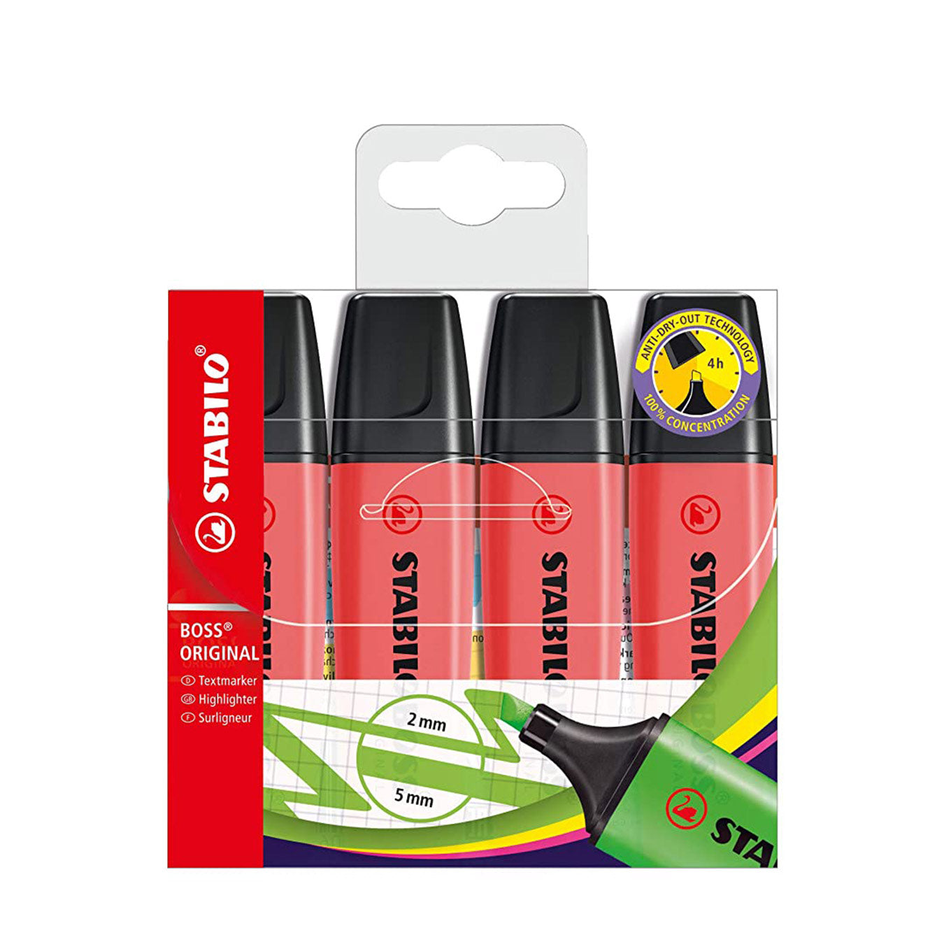 Stabilo | Boss Original Highlighter Pen| Pink | Wallet Of 4 Pcs Stabilo