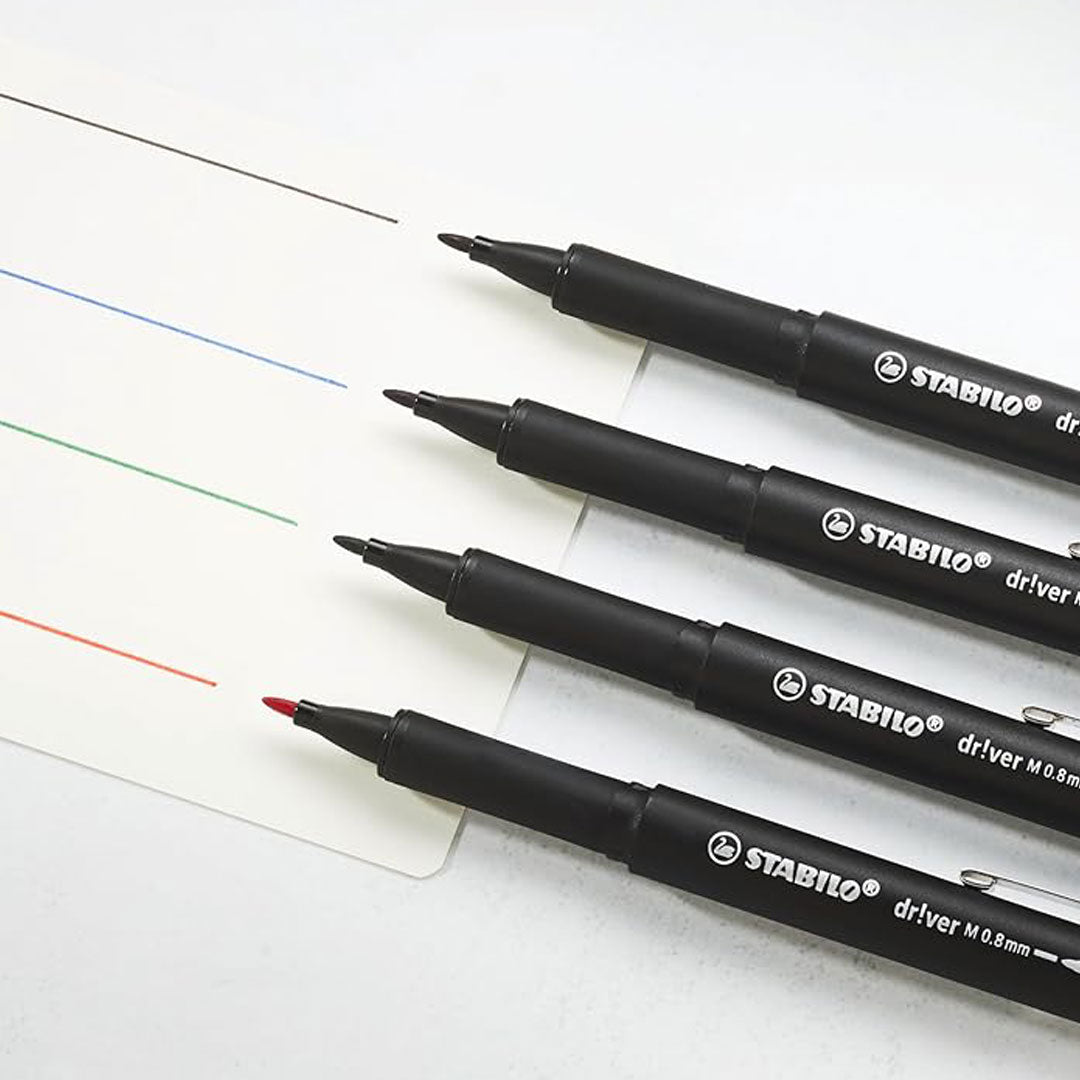 Stabilo | dr!ver Series | Premium Fineliner | 0.8mm | Medium | Black Stabilo