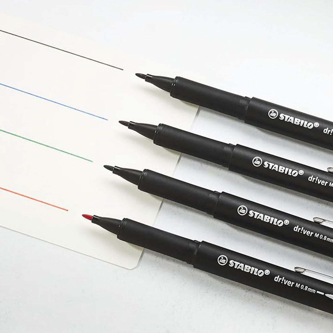 Stabilo | dr!ver Series | Premium Fineliner | 0.8mm | Medium | Blue Stabilo