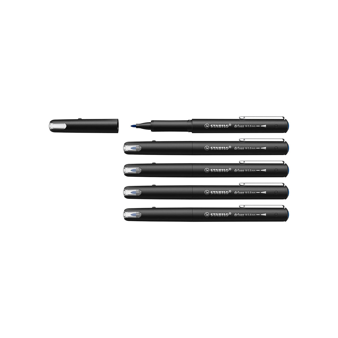 Stabilo dr!ver Premium Fineliner Blue – Medium Nib, Pack of 5 Stabilo