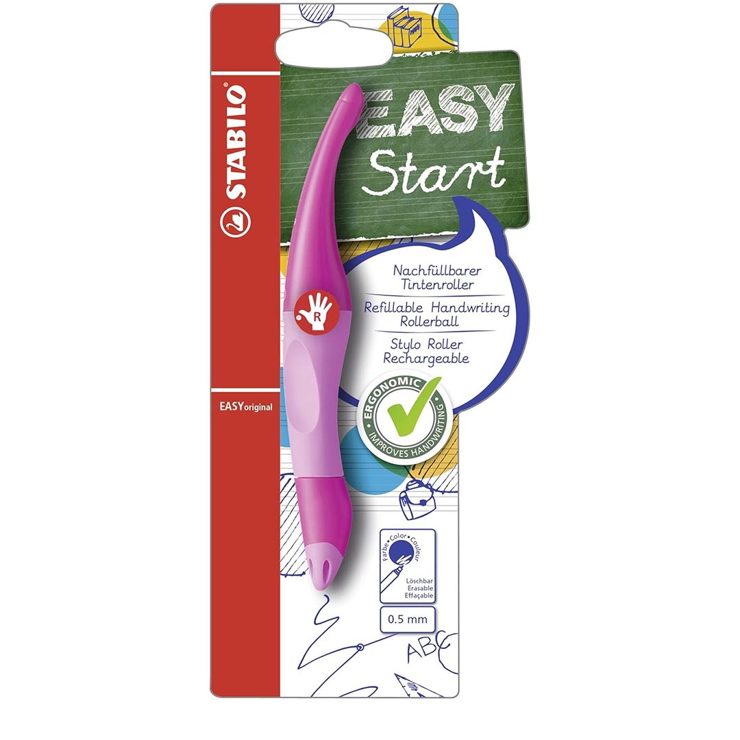 Stabilo | Easy Original | Pastel | Roller Ball Pen | Right Handed | Light & Dark Pink | Pack of 1 Stabilo