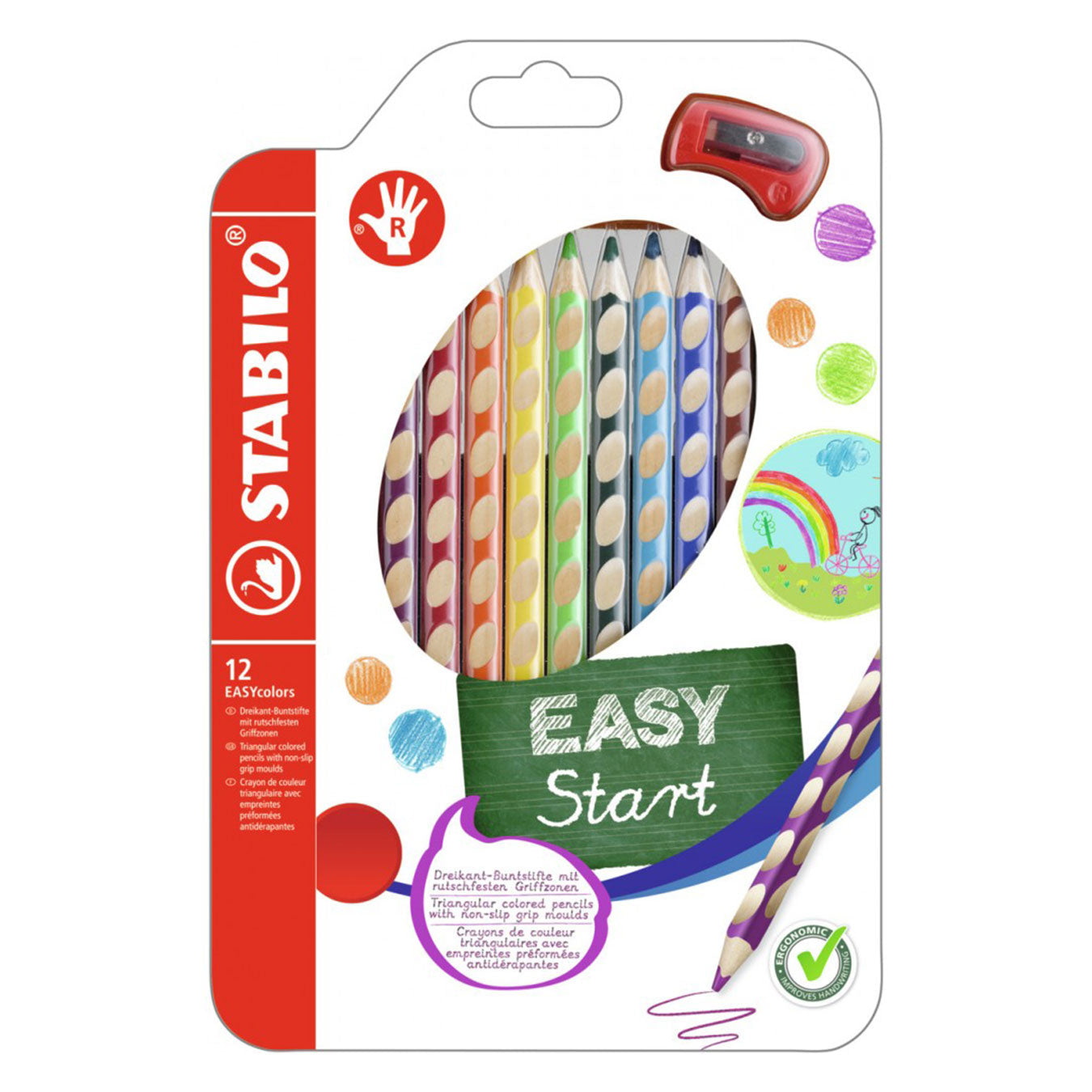 STABILO Easycolours Ergonomic Colouring Pencils - Set of 12(for Left Handers) Stabilo